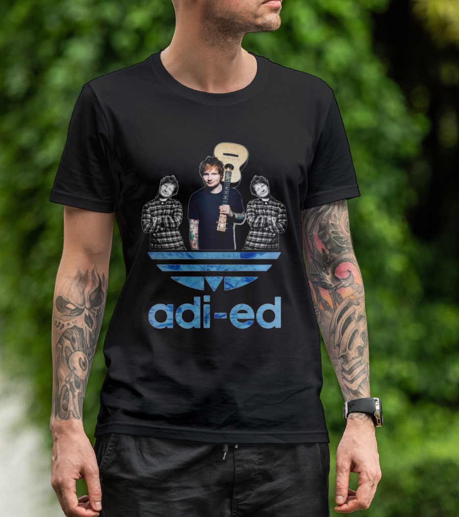 Adi-Ed Sheeran Trio With Guitar And Blue Stripes T-Shirt