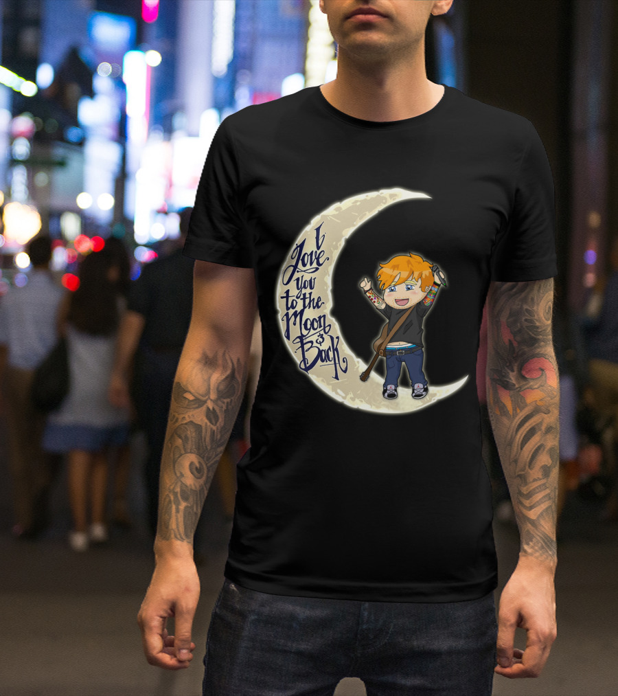 I Love You To The Moon And Back - Cartoon Guitar Character T-Shirt