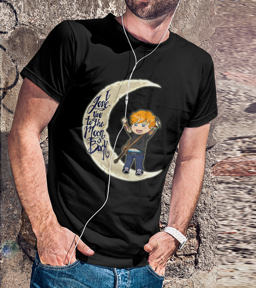 I Love You To The Moon And Back - Cartoon Guitar Character T-Shirt