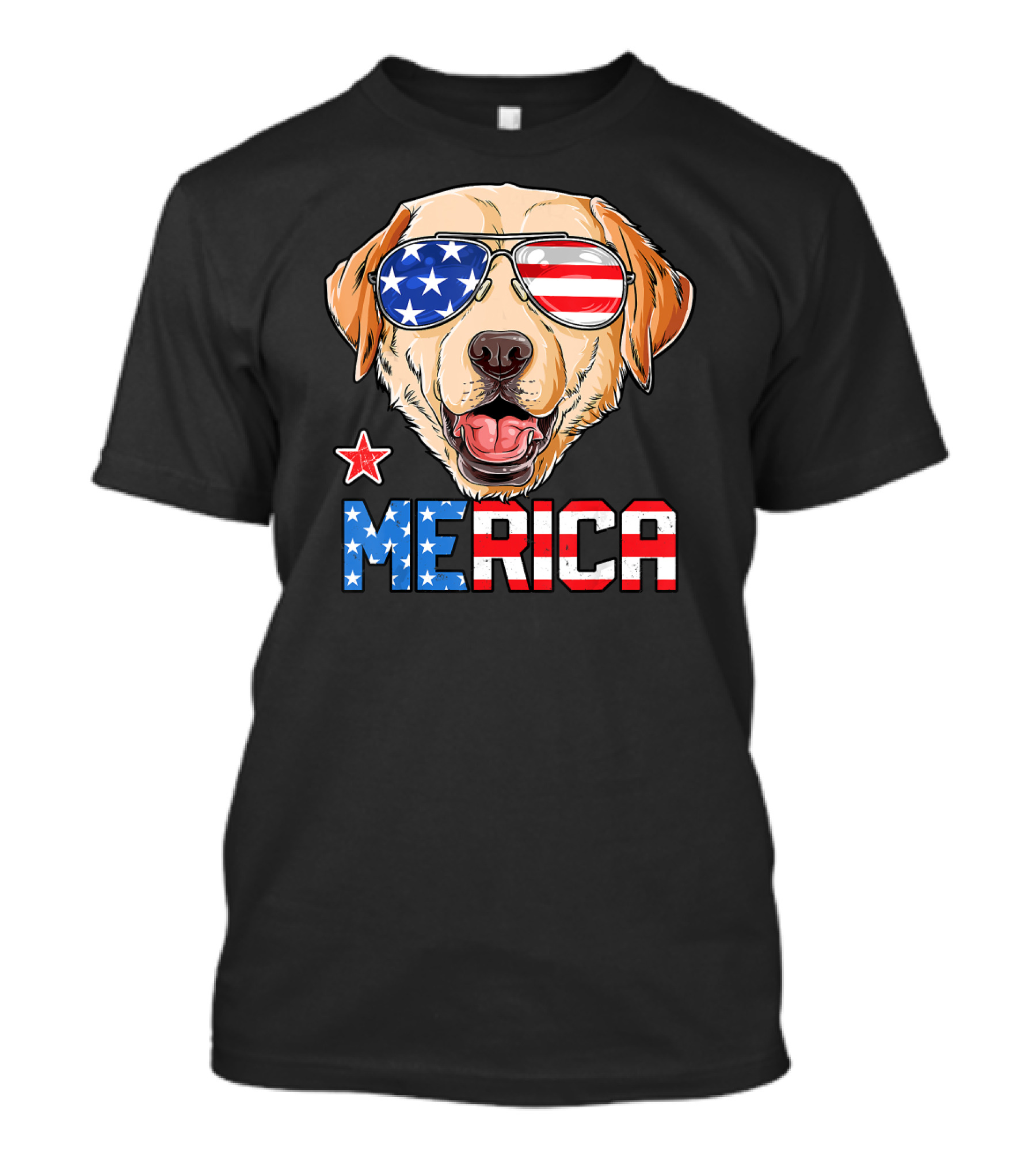 Labrador Dog With American Flag Sunglasses Merica USA 4th Of July T-Shirt
