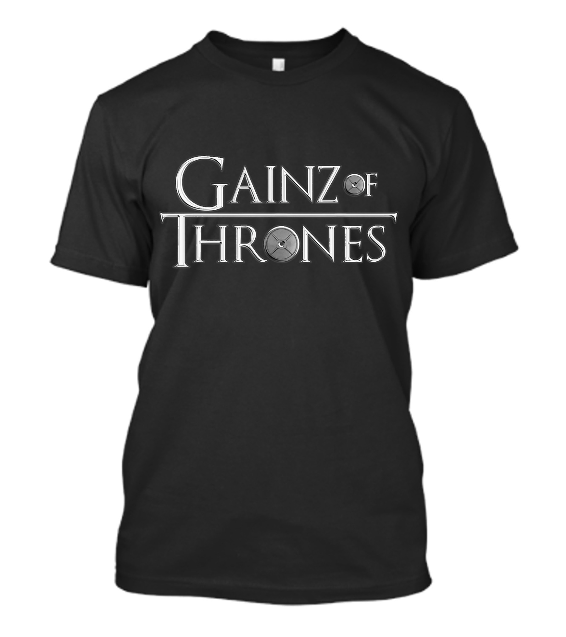 Gainz Of Thrones Funny Fitness Gym Parody Workout Barbell Weights T-Shirt