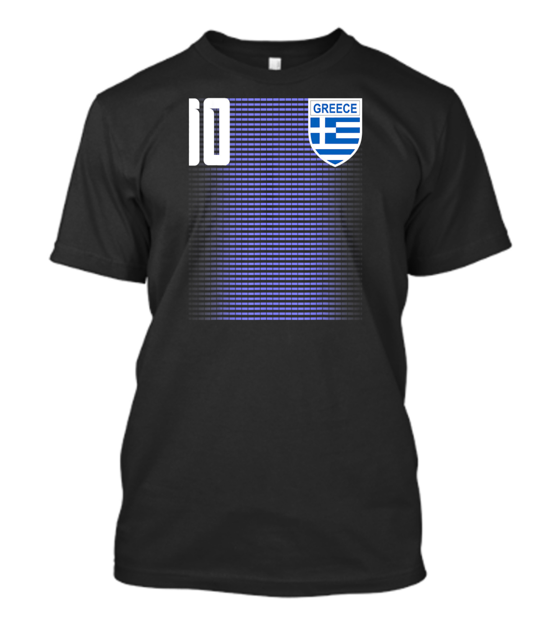 Greece Greek Football Soccer Jersey Number 10 Blue Grayscale T-Shirt
