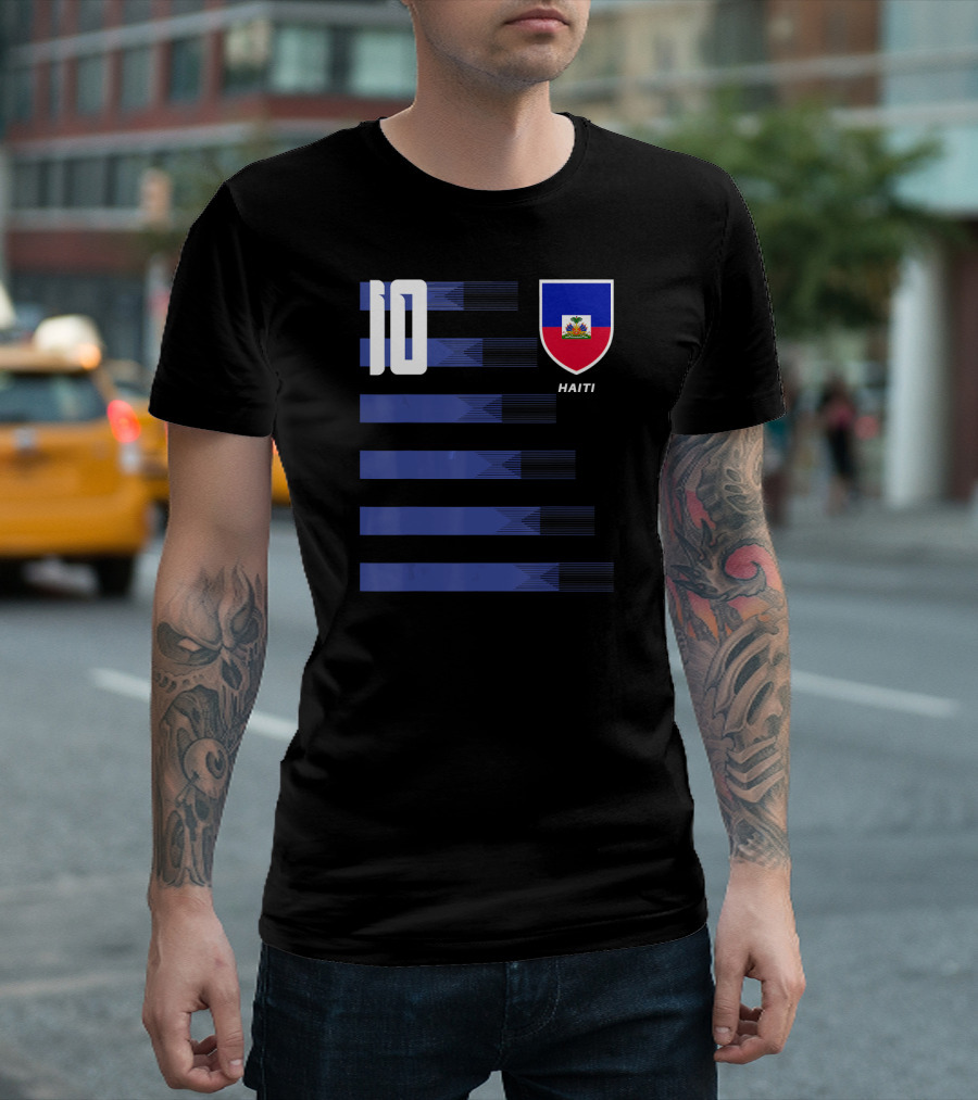 Haiti Soccer Jersey Number 10 with National Emblem T-Shirt