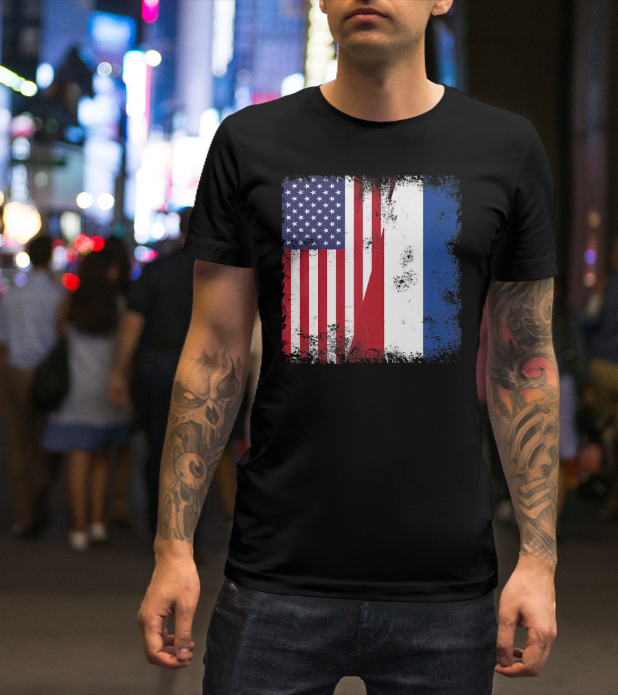 Half Dutch Flag American Canadian Vintage The Nether T-Shirt
