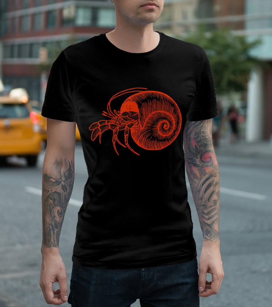 Hermit Crab Vintage Nautical Drawing T-Shirt