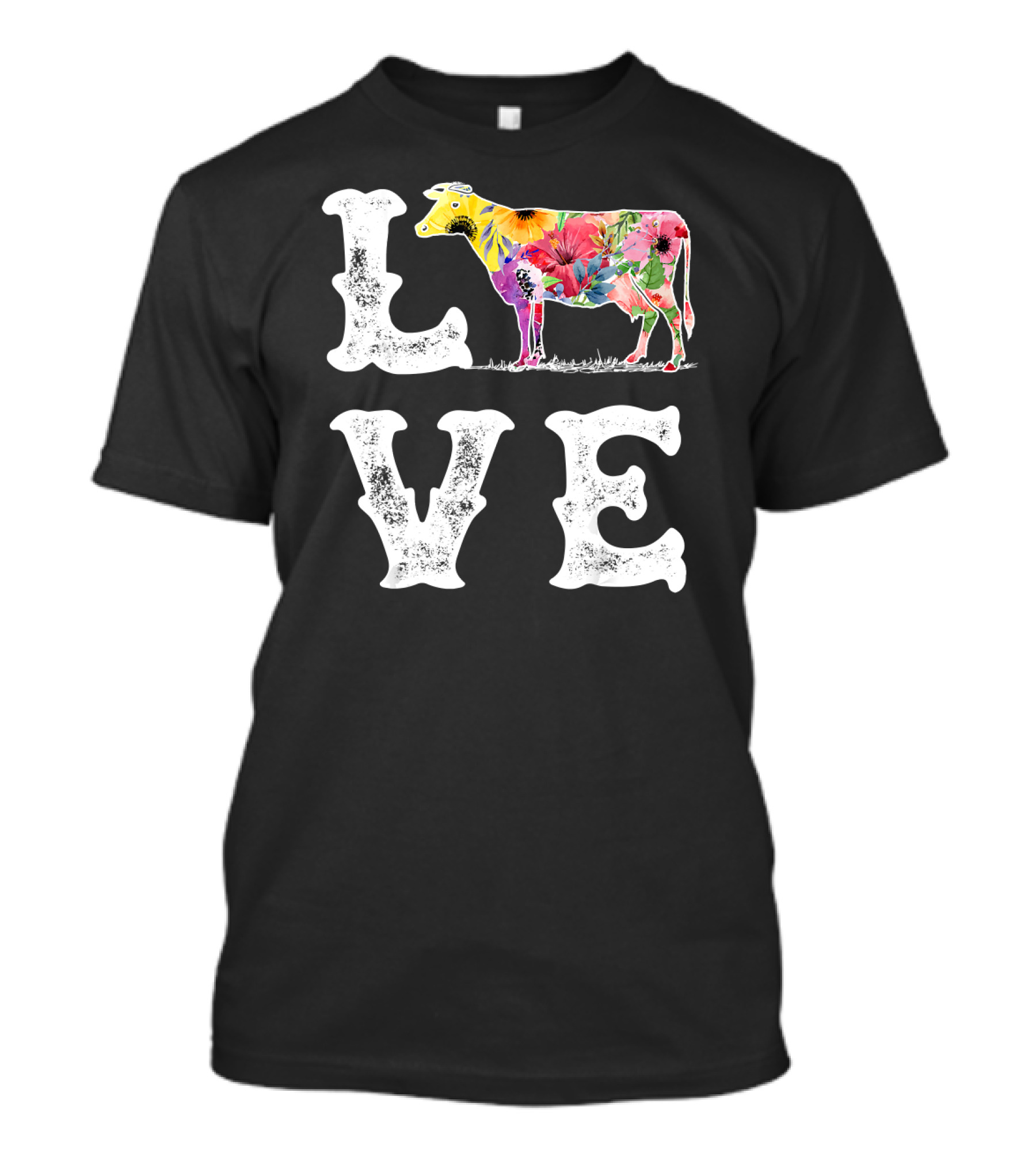 I Love Cows Floral Love Funny Cow Lover Women Men Dairy T-Shirt