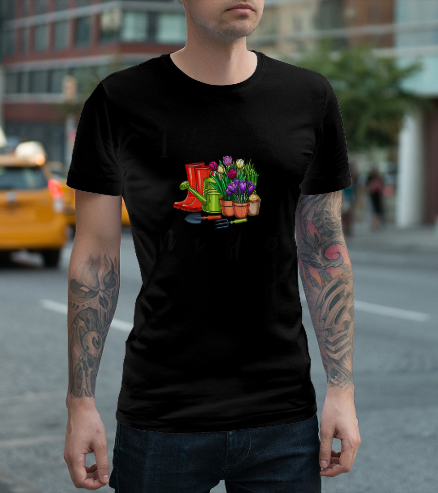 I'll Be In My Office Gardener Boots Watering Can Flowers Spring T-Shirt