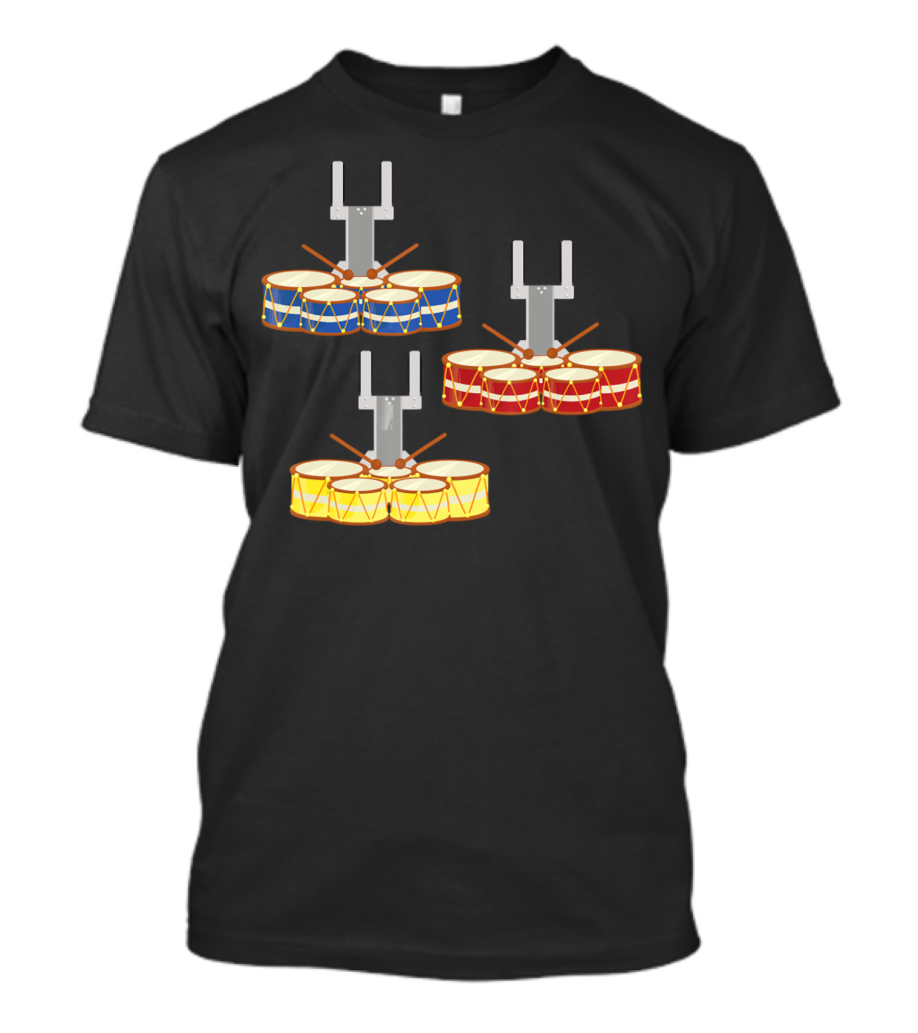 Marching Band Multi-Color Tenor Drum Trio T-Shirt