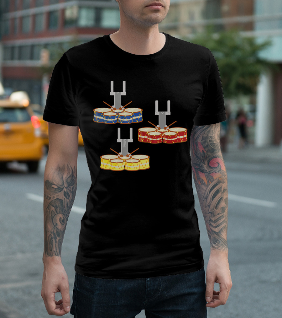 Marching Band Multi-Color Tenor Drum Trio T-Shirt