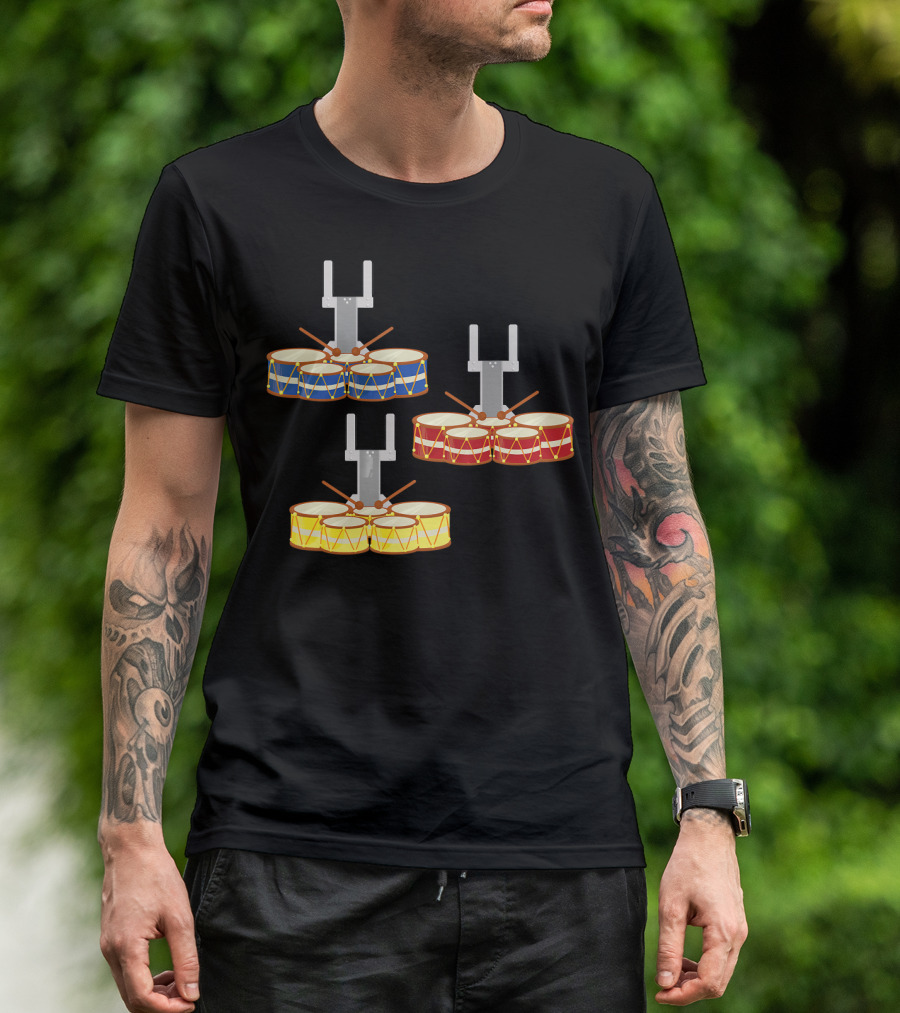 Marching Band Multi-Color Tenor Drum Trio T-Shirt