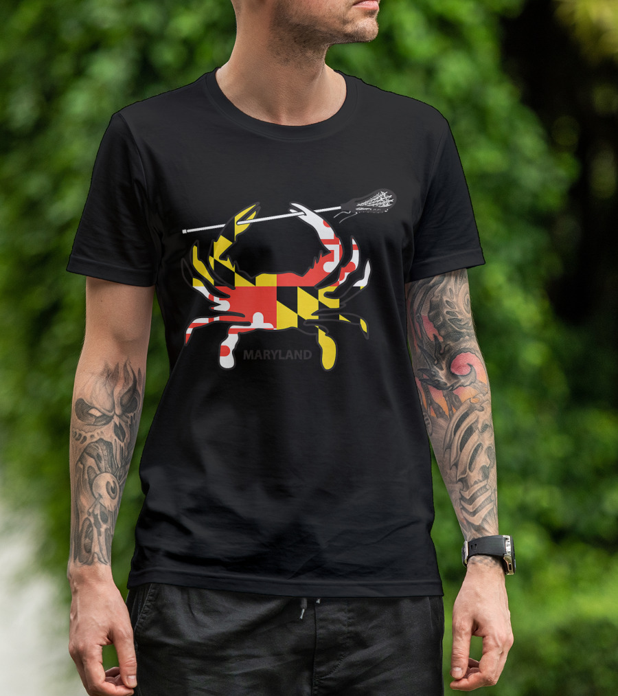 Maryland Crab Lacrosse MD LAX Mar Flag T-Shirt