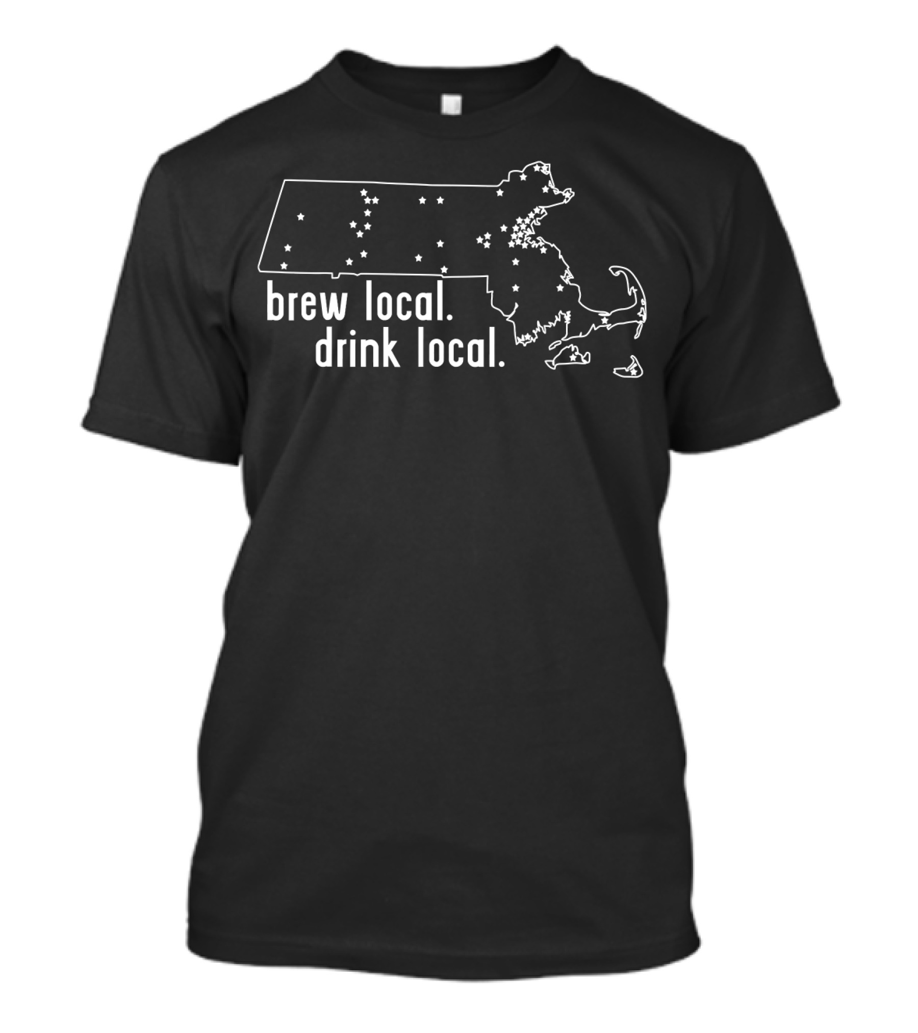 Brew Local Drink Local Massachusetts State Brewery Map Craft Beer T-Shirt