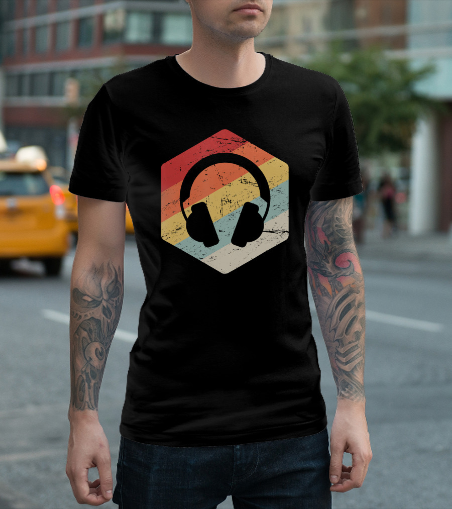 Vintage Headphones Music Producer DJ Retro Hea Audio Visuals T-Shirt