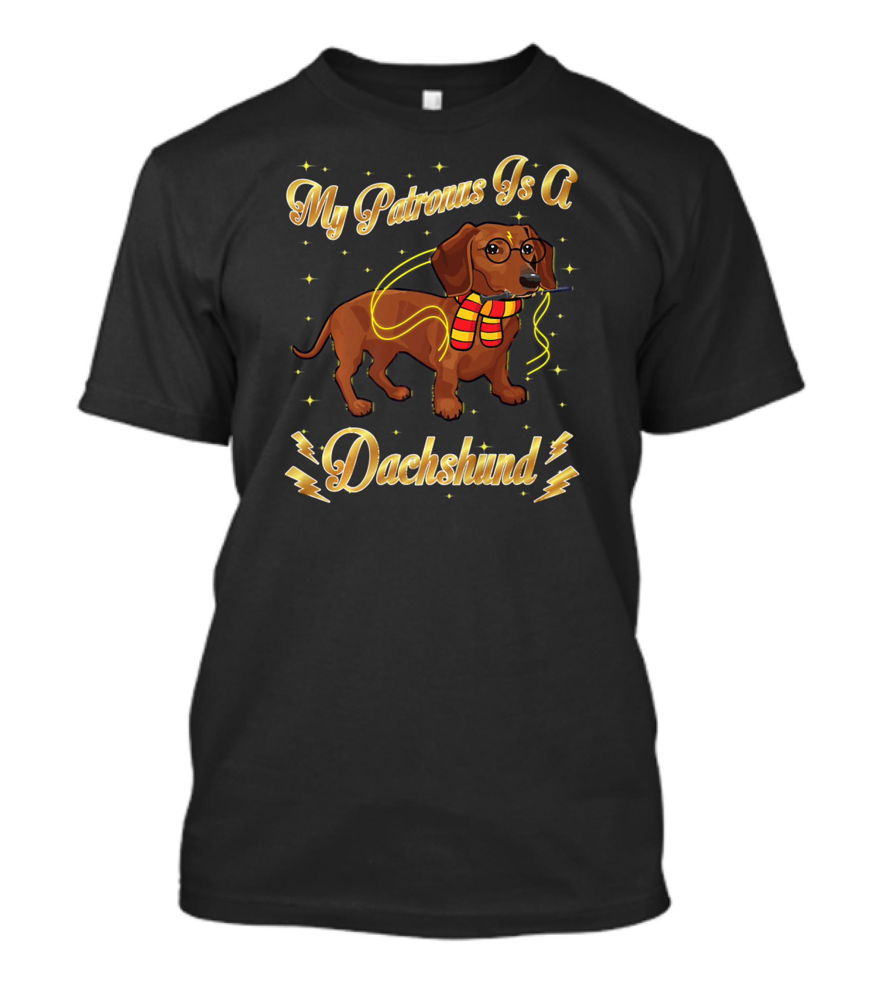 My Patronus Is A Dachshund Harry Dog Potter Glasses Scarf Lightning T-Shirt