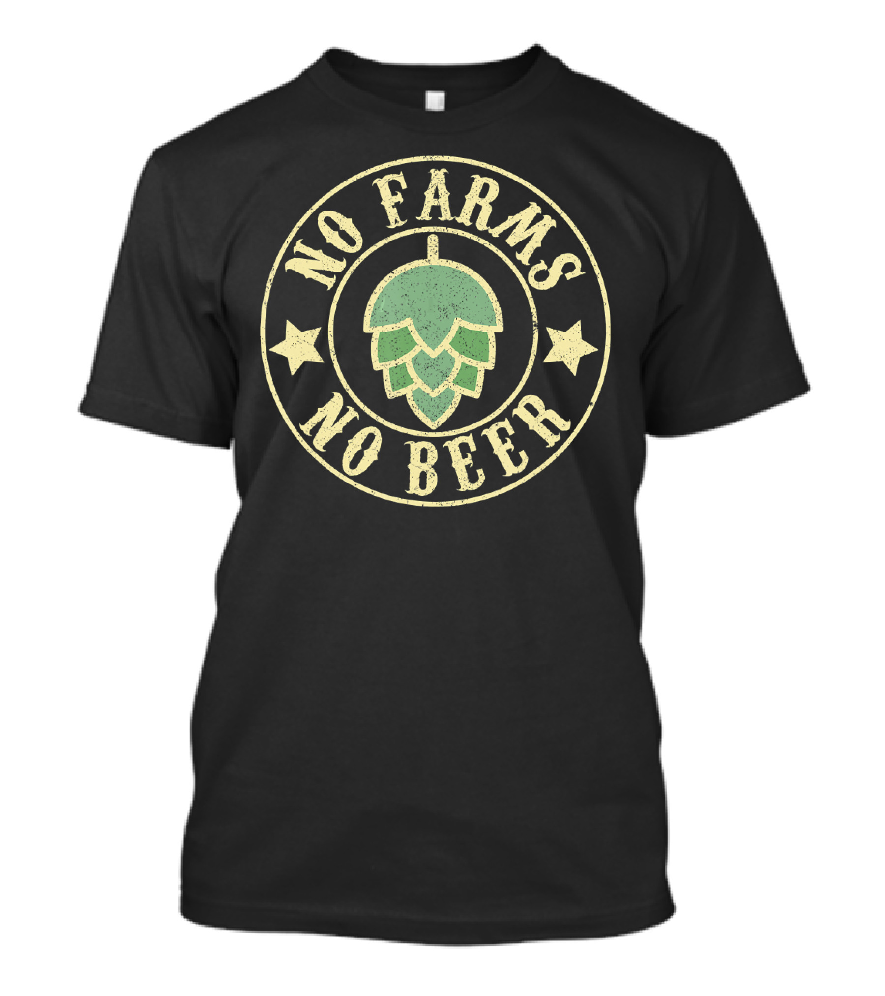 No Farms No Beer Craft Brewing Hops Farm Star Circle T-Shirt
