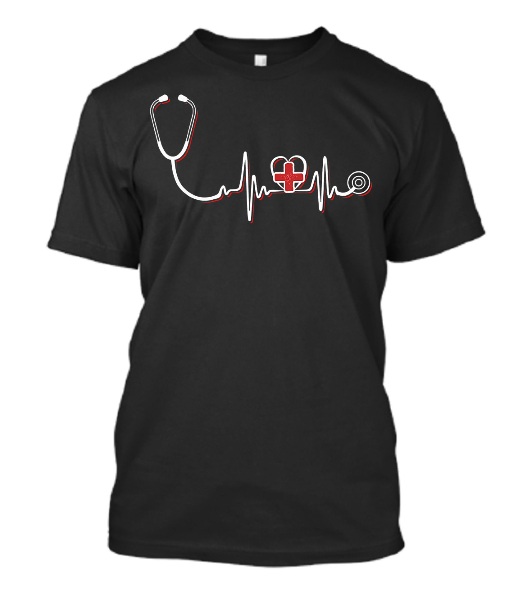 Nurse Heartbeat Stethoscope Cross EMT RN T-Shirt