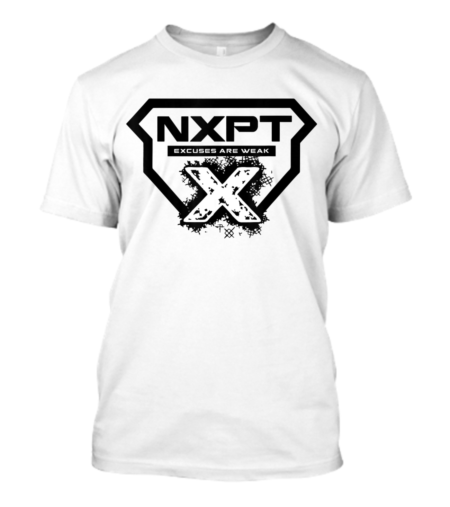 NXPT Fitness Studio Excuses Are Weak Black Badge White X T-Shirt