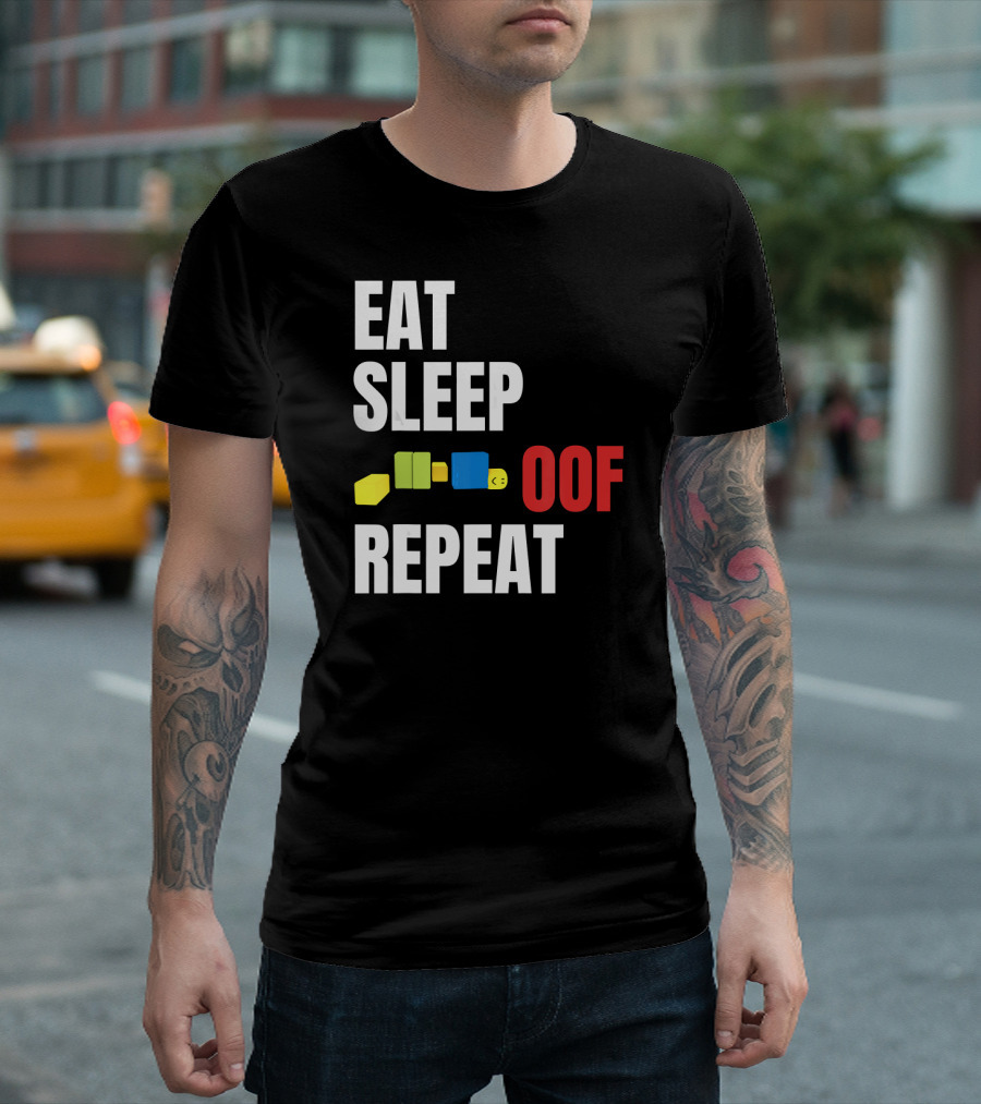 Eat Sleep Oof Repeat Gamer Blocks OOF T-Shirt