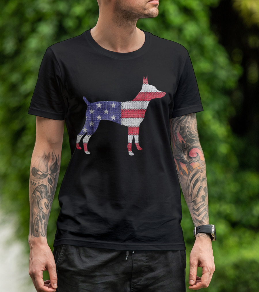 Patriotic American Flag TEDDY ROOSEVELT TERRIER Emblem T-Shirt