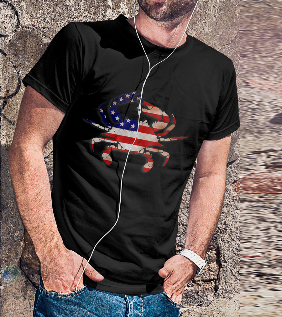 Patriotic USA CRAB American Flag T-Shirt