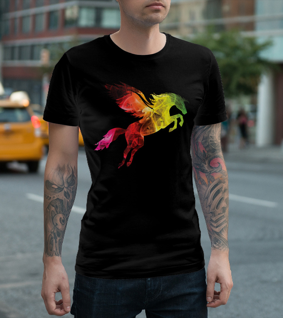 Colorful Pegasus Unicorn Horse T-Shirt