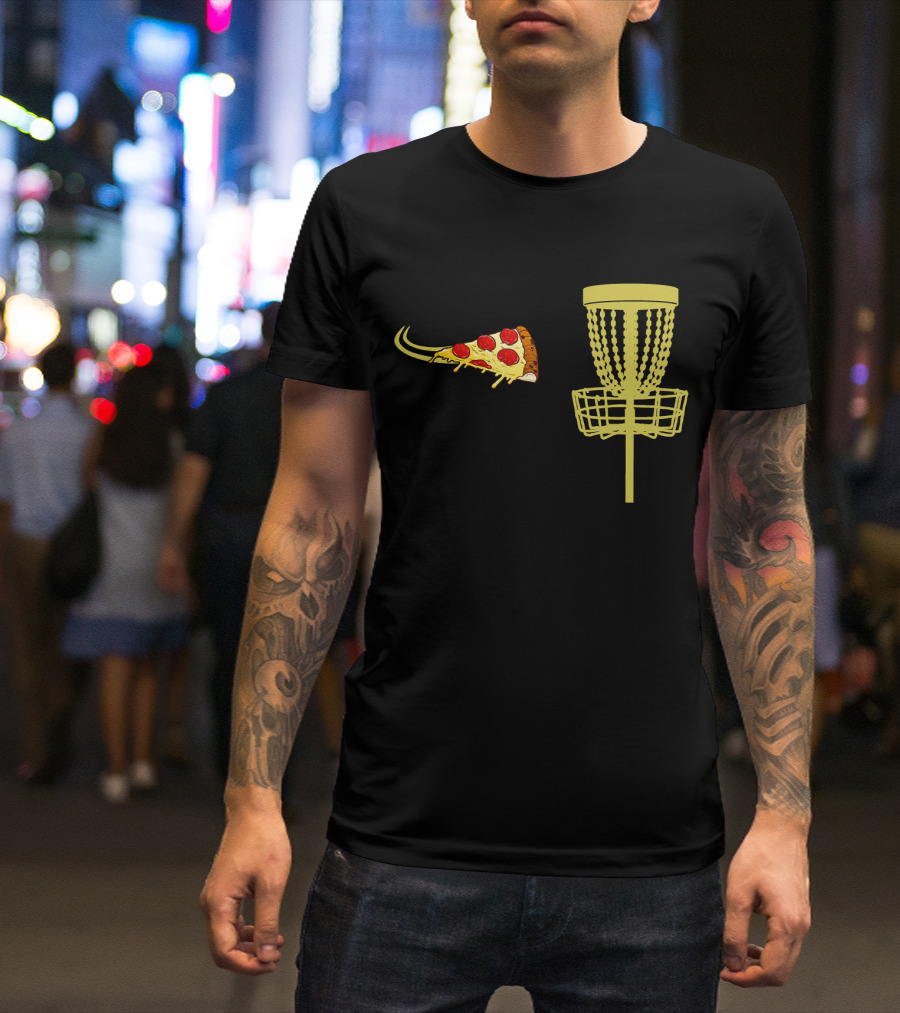 Pizza Slice Disc Golf Basket T-Shirt