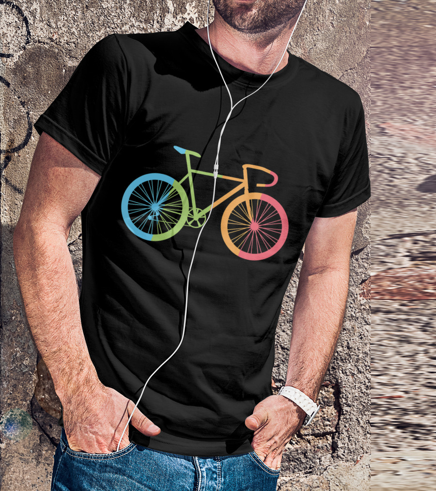 Rainbow Bicycle Cyclist Colorful Road Bike T-Shirt
