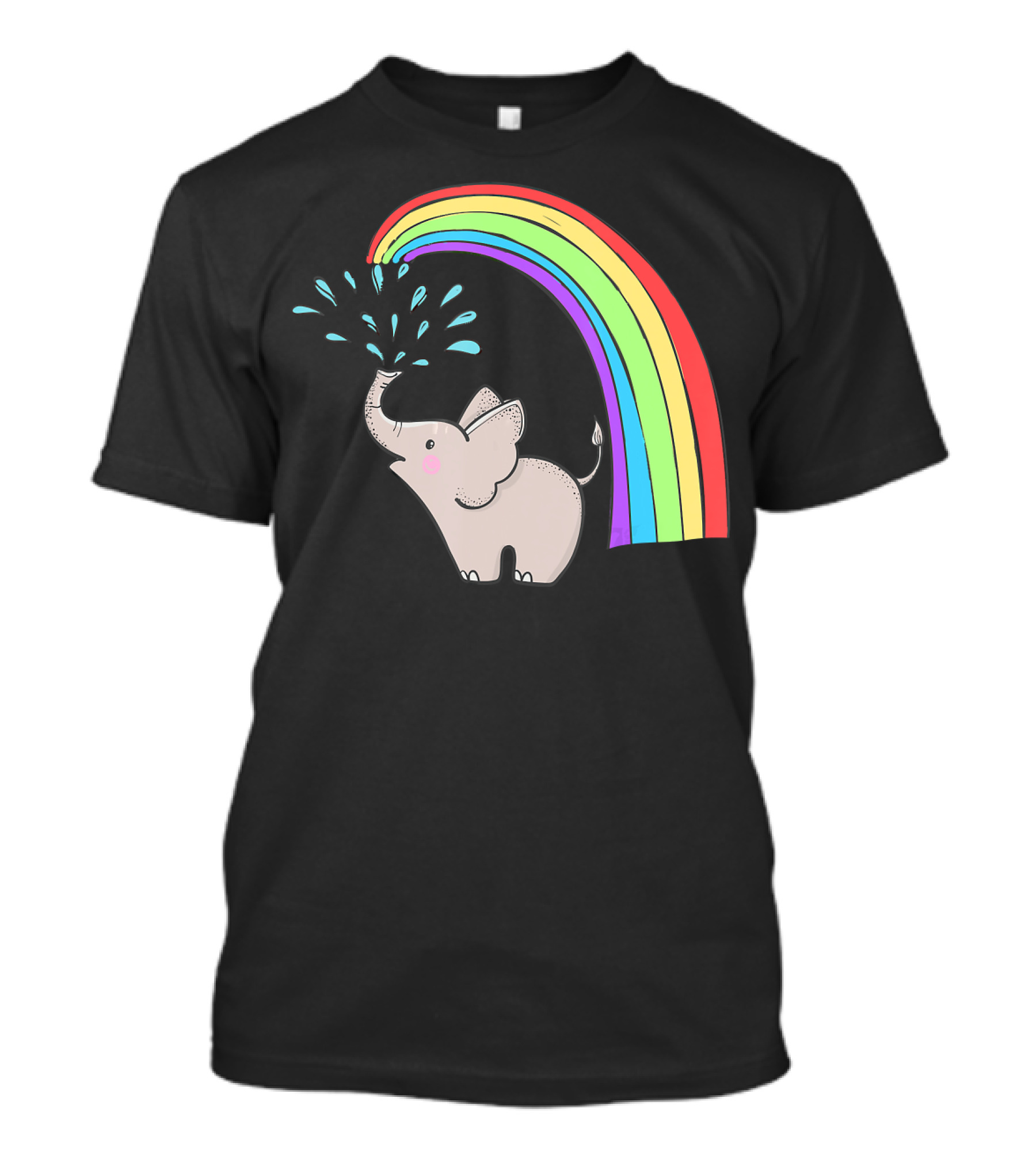 Rainbow Elephant Cute Magical Animal Splashing Water T-Shirt