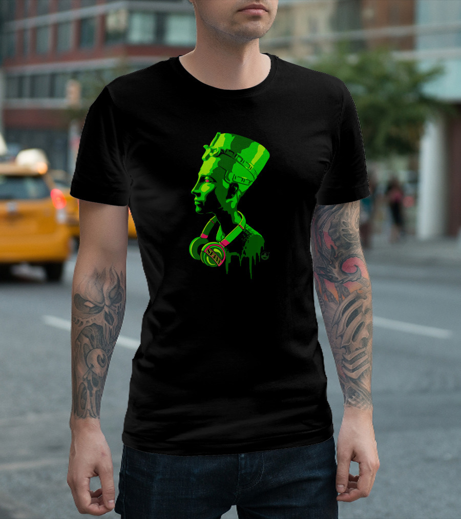 SFYNX Generation 1 EDM Rave Festival Neon Headphones Cleopatra Bust T-Shirt