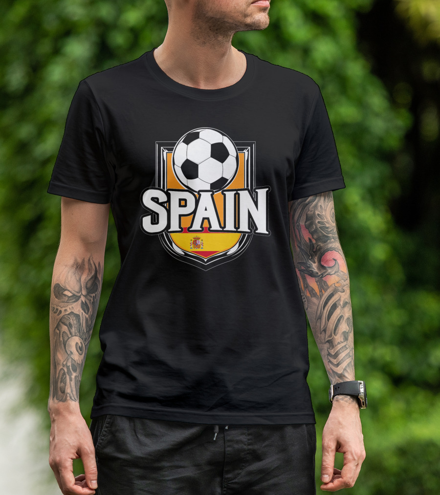Spain Soccer Ball Shield Spanish Flag Emblem T-Shirt