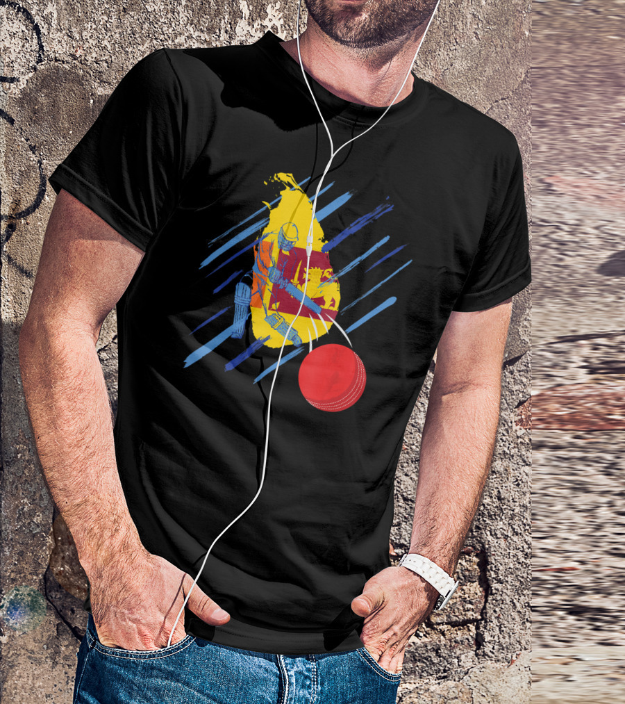 Sri Lanka Cricket Lion Logo Batsman With Ball T-Shirt
