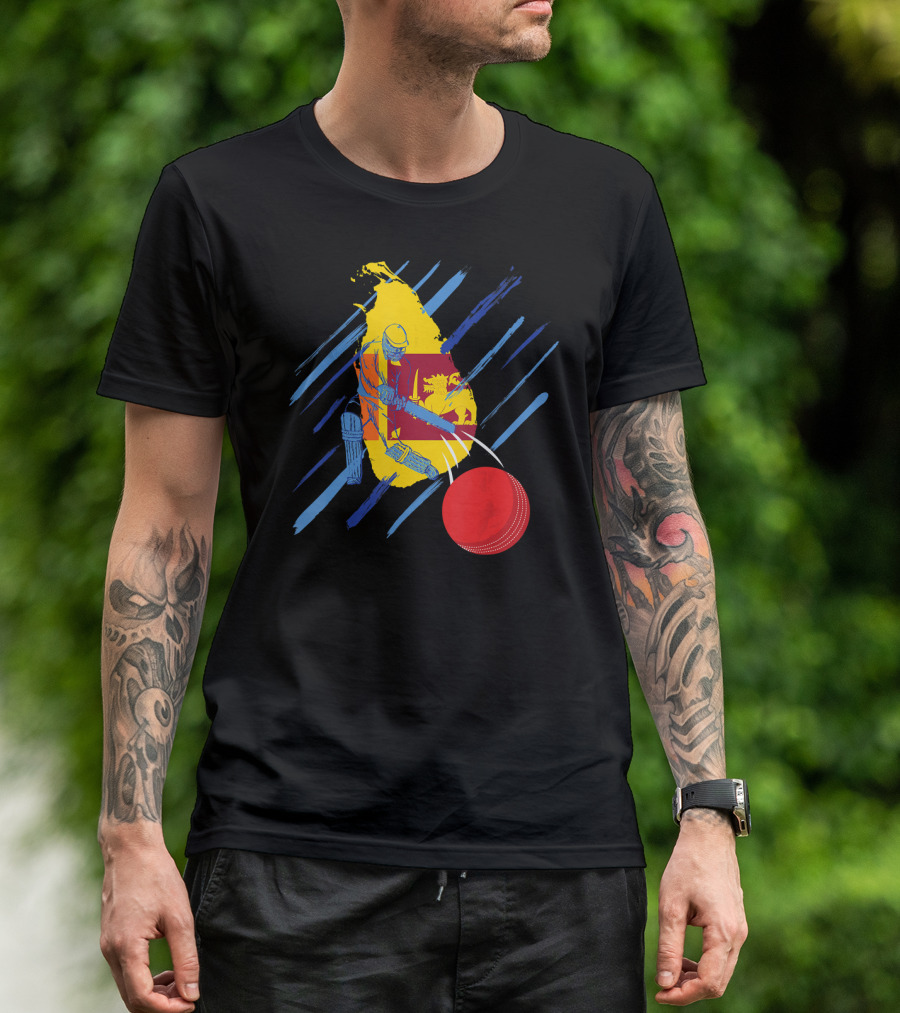 Sri Lanka Cricket Lion Logo Batsman With Ball T-Shirt