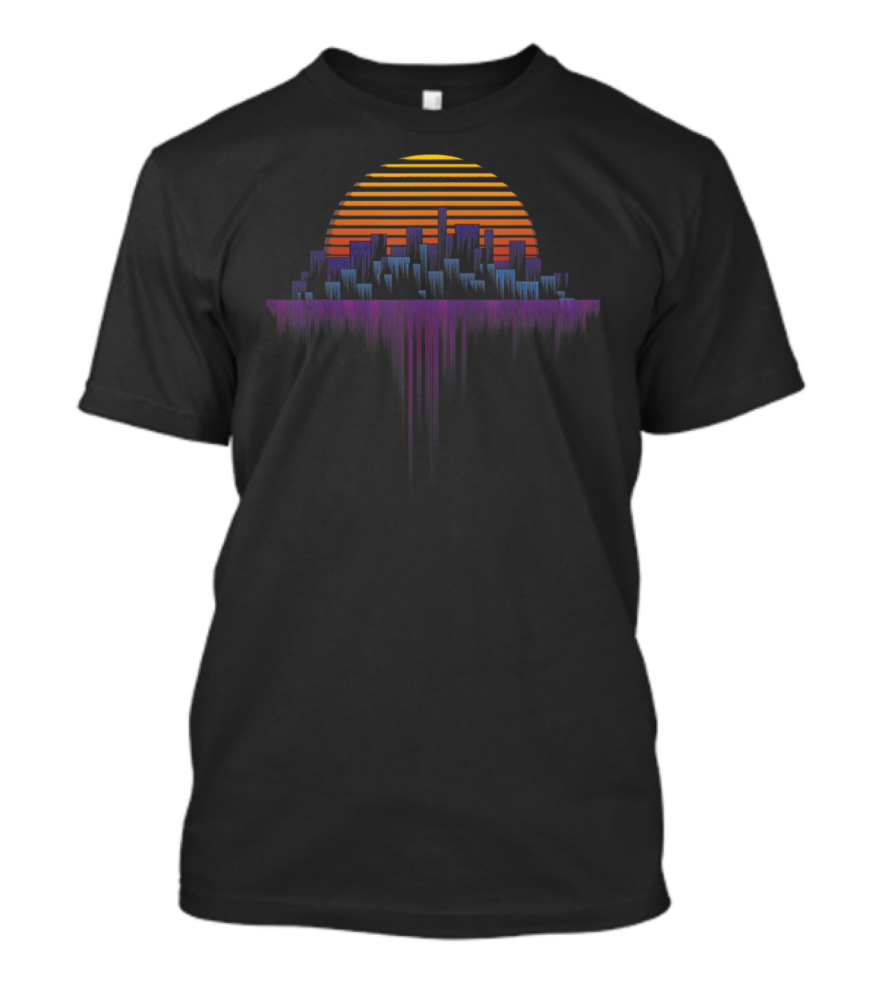 Synthwave Outrun Vaporwave City Sunset Aesthetic Skyline T-Shirt