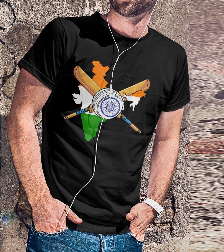 India Cricket Team Patriot Batting Map T-Shirt