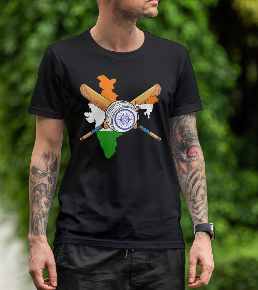 India Cricket Team Patriot Batting Map T-Shirt