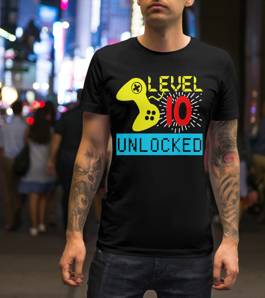 Level 10 Unlocked Birthday Video Game Gamer T-Shirt