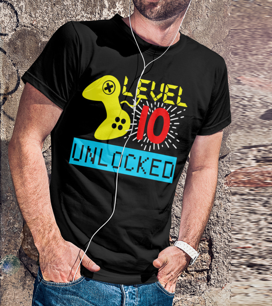 Level 10 Unlocked Birthday Video Game Gamer T-Shirt