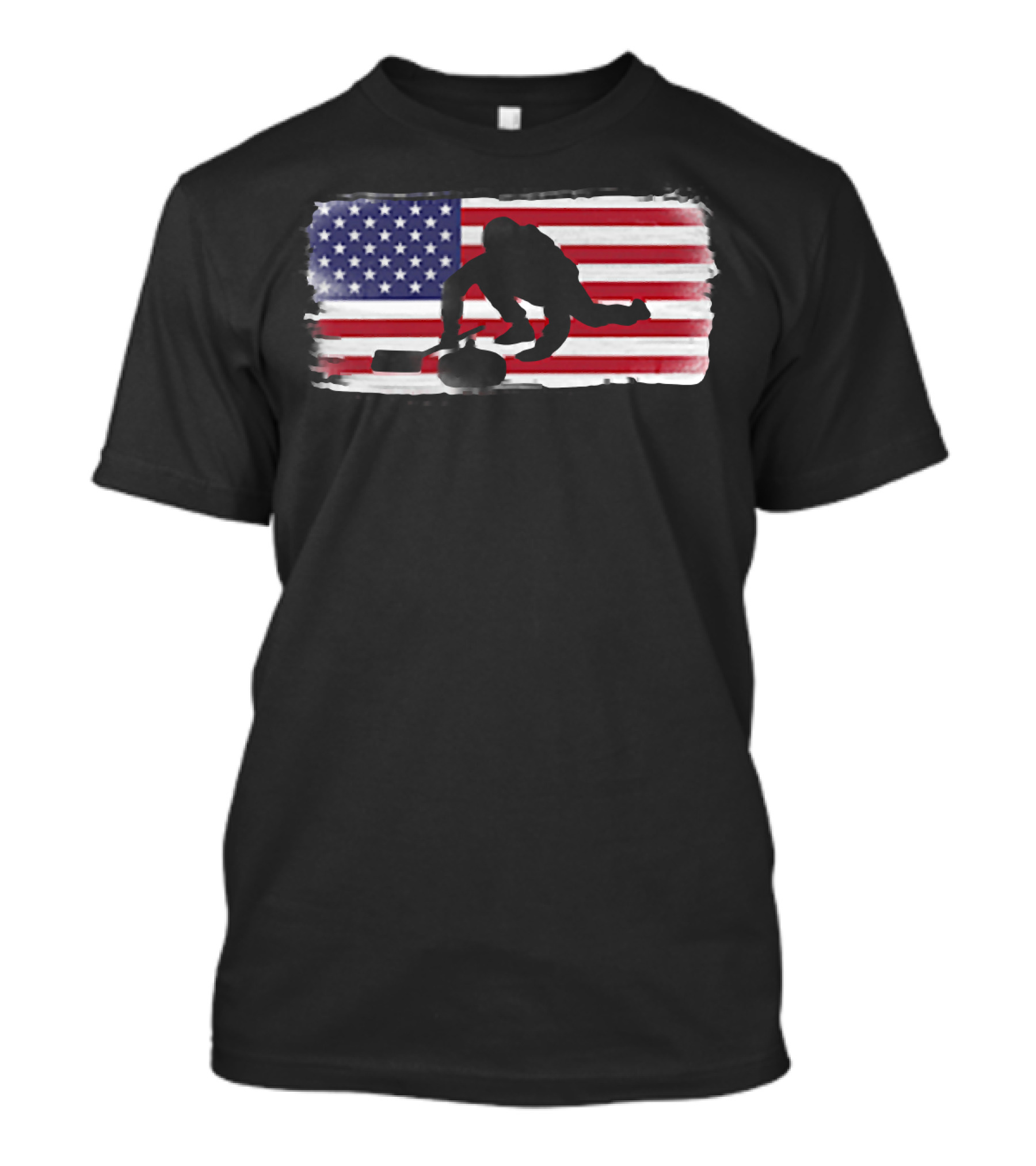 American Flag Curling Sport Game Player USA T-Shirt