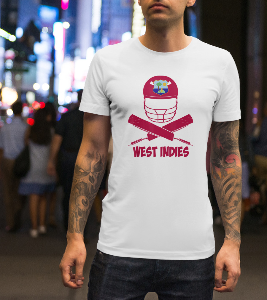 West Indies Cricket Helmet And Crossed Bats T-Shirt
