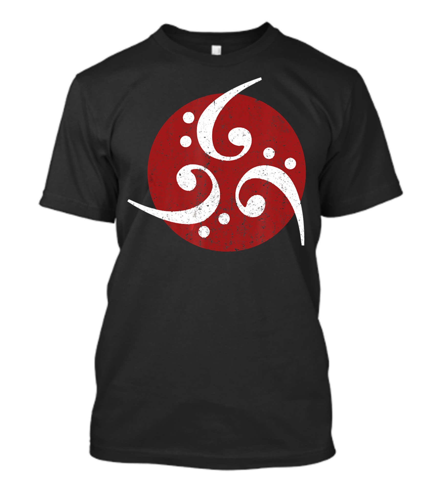 Bass Clef Symbol Trio On Vintage Red Circle For Bassist Player T-Shirt