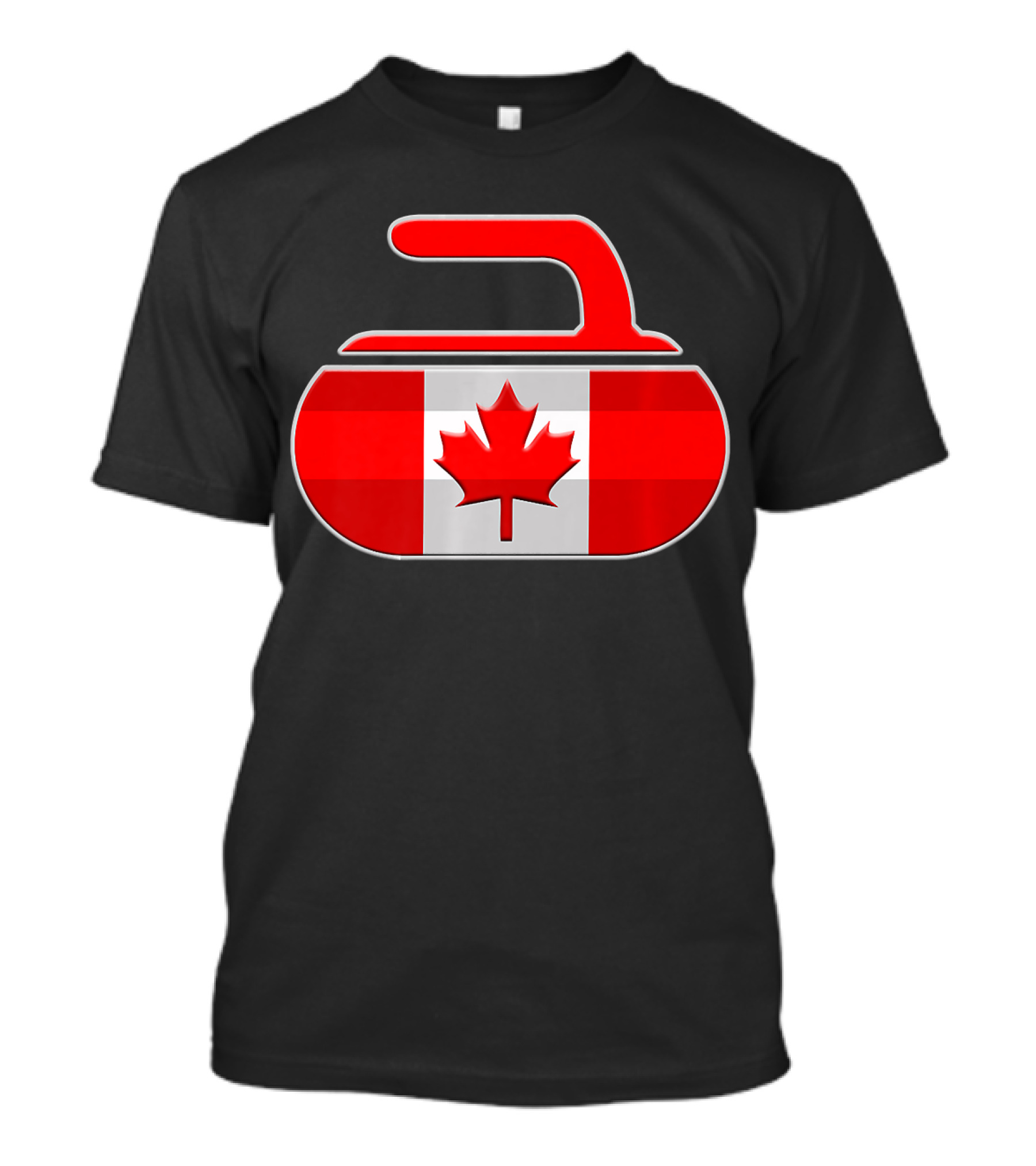 Canadian Curling Flag Canada Maple Leaf Stone T-Shirt
