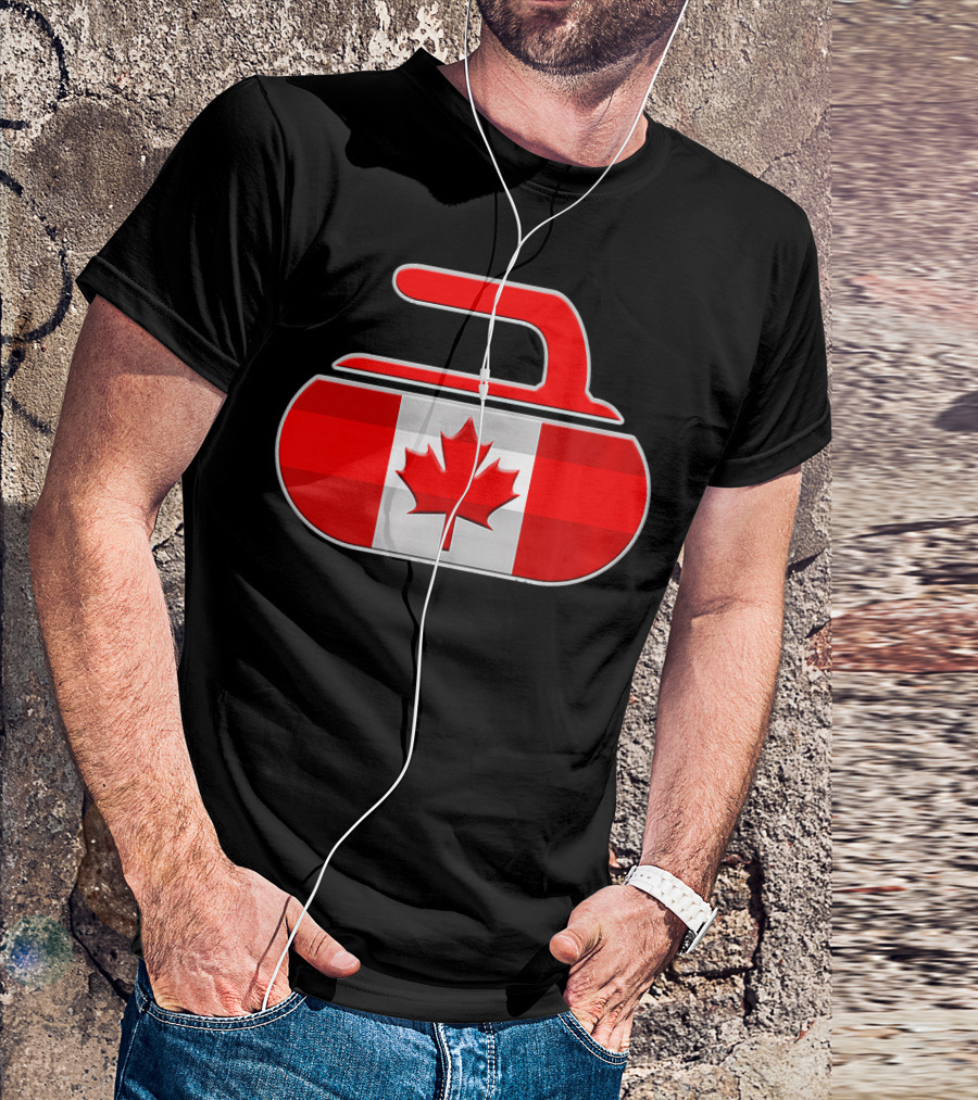 Canada Curling Stone With Canadian Flag Emblem T-Shirt