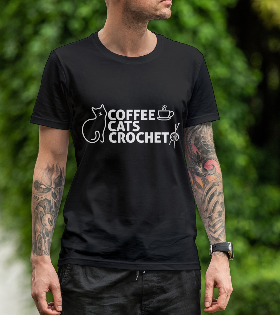 Coffee Cats Crochet Fun Cat Lover Cute T-Shirt
