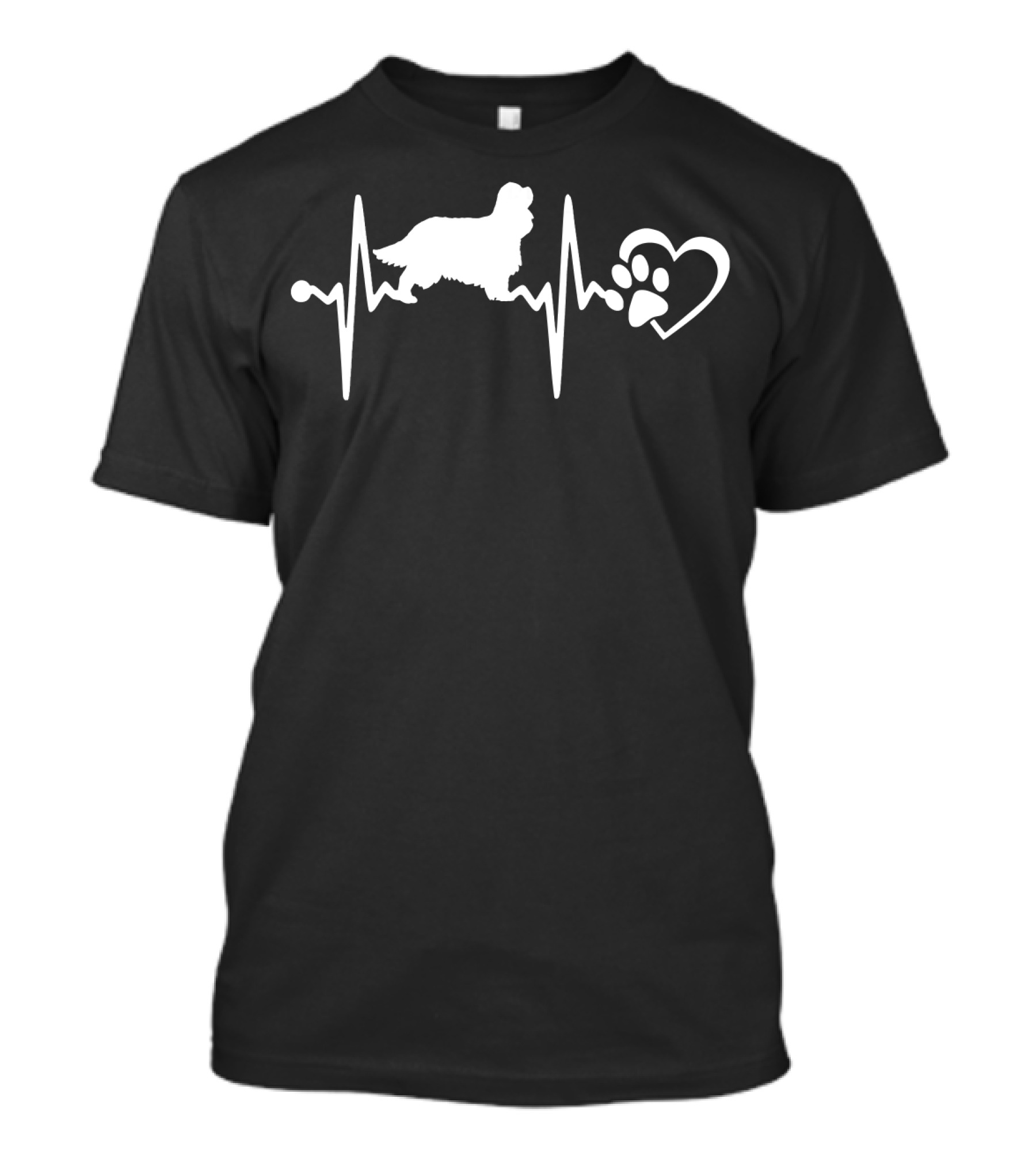 Cavalier King Charles Spaniel Heartbeat Love Dog Paw T-Shirt