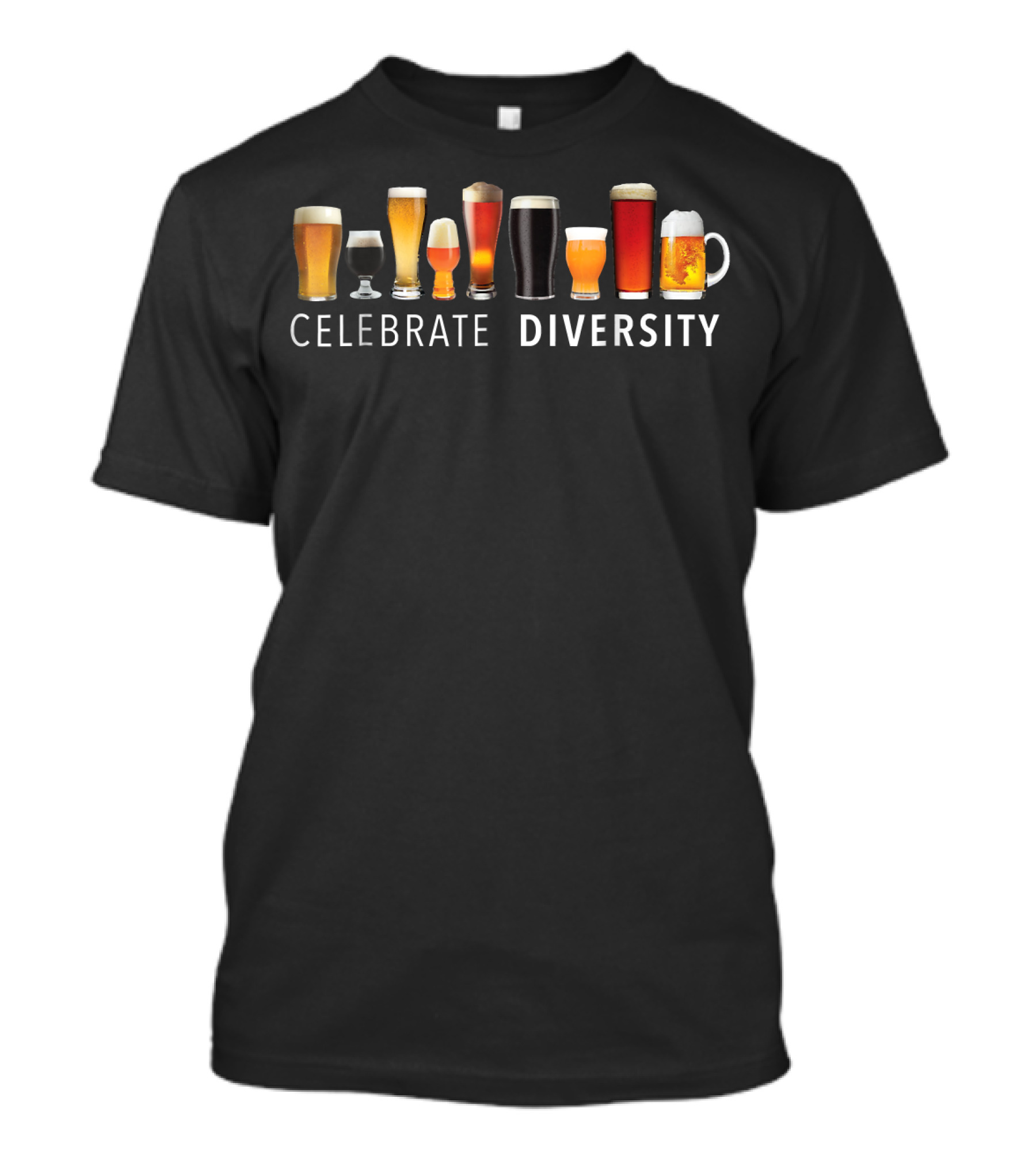Celebrate Diversity Craft Beer Glasses Iconic Drinking Collection T-Shirt