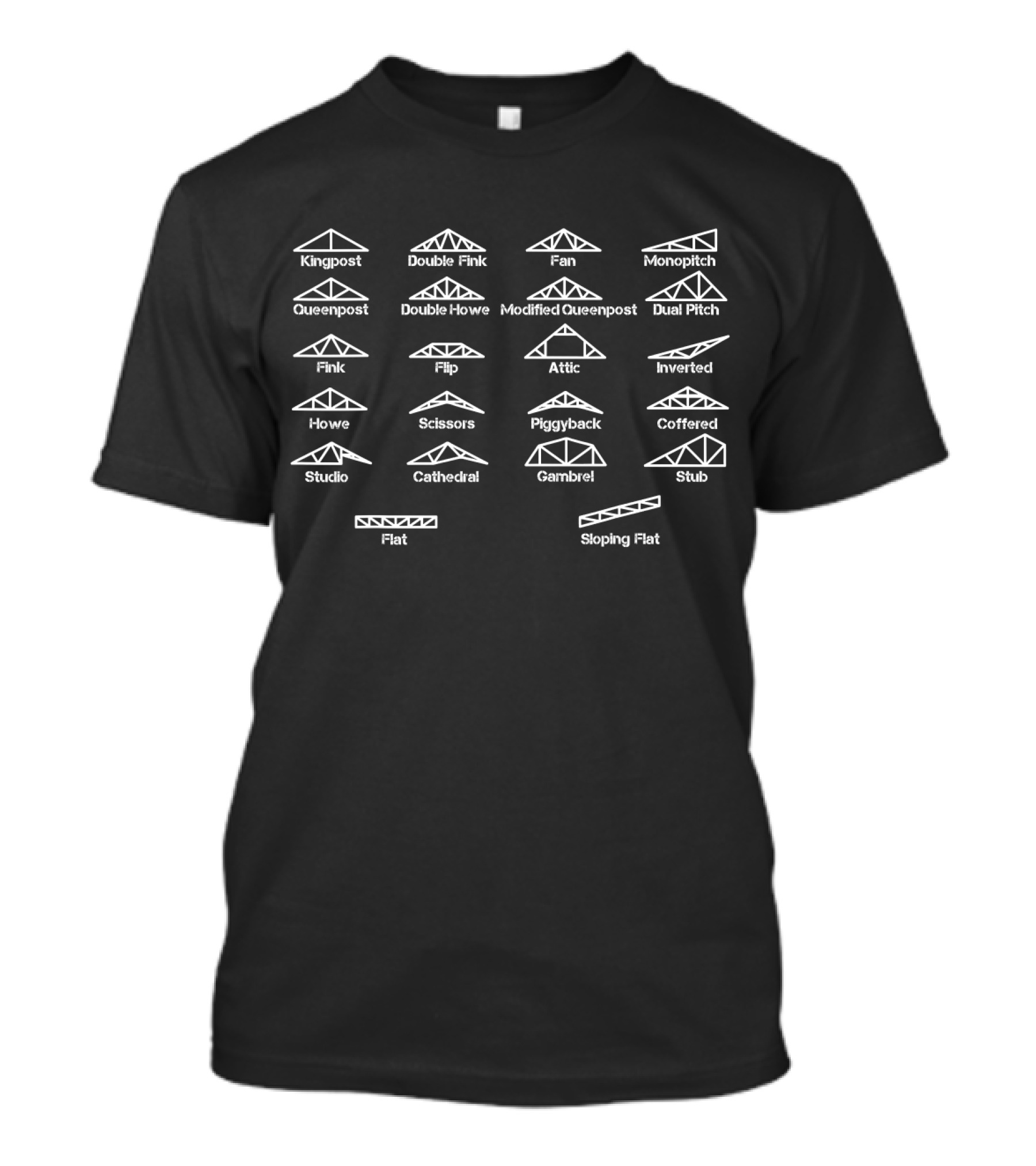 Civil Engineer Structural Truss Types Kingpost Queenpost Fink Howe Gambrel T-Shirt