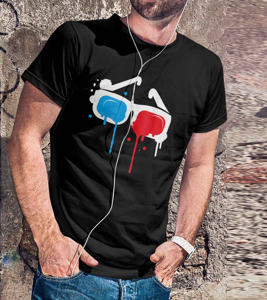 Cool 3D Glasses Dripping Graffiti T-Shirt