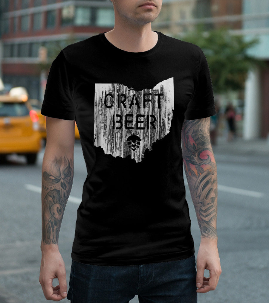 Craft Beer Ohio Hops IPA Rustic State Shaped T-Shirt