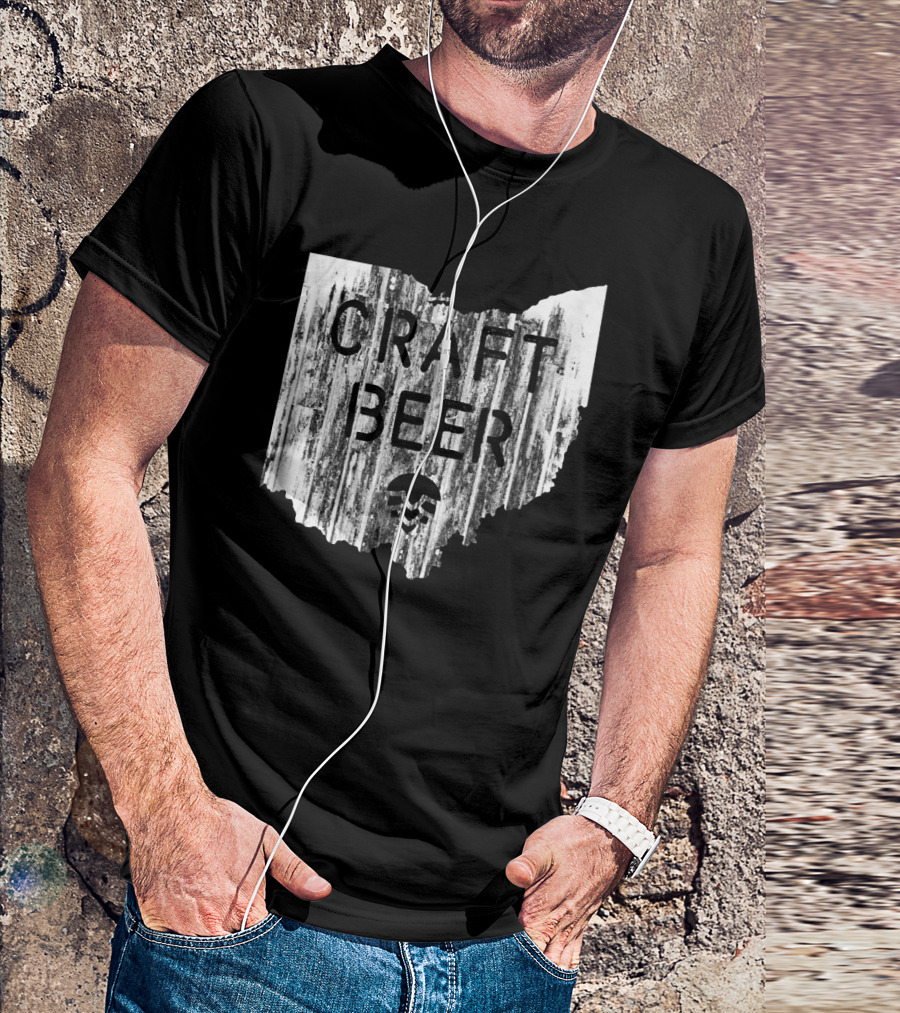 Craft Beer Ohio Hops IPA Rustic State Shaped T-Shirt