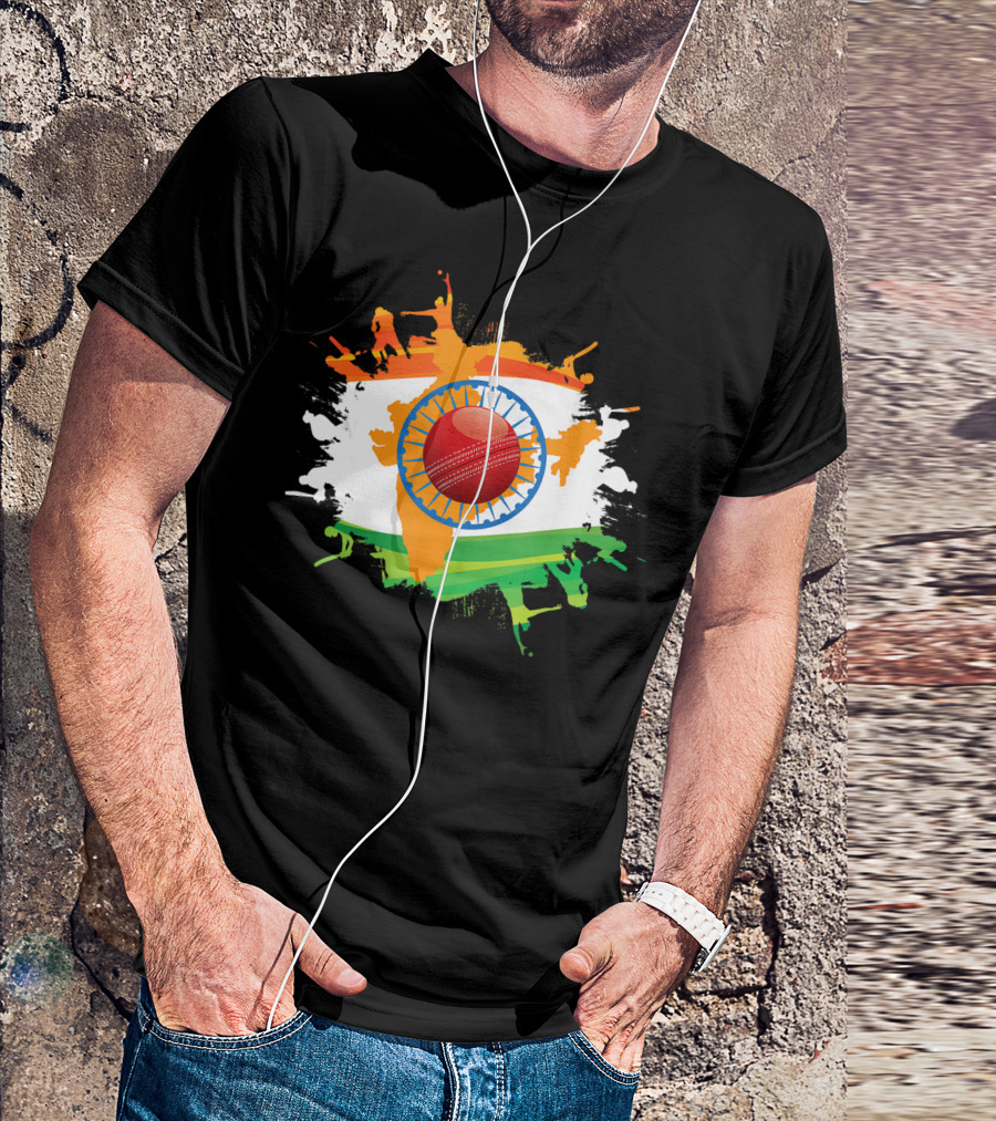 India Flag Cricket Fan Team T-Shirt